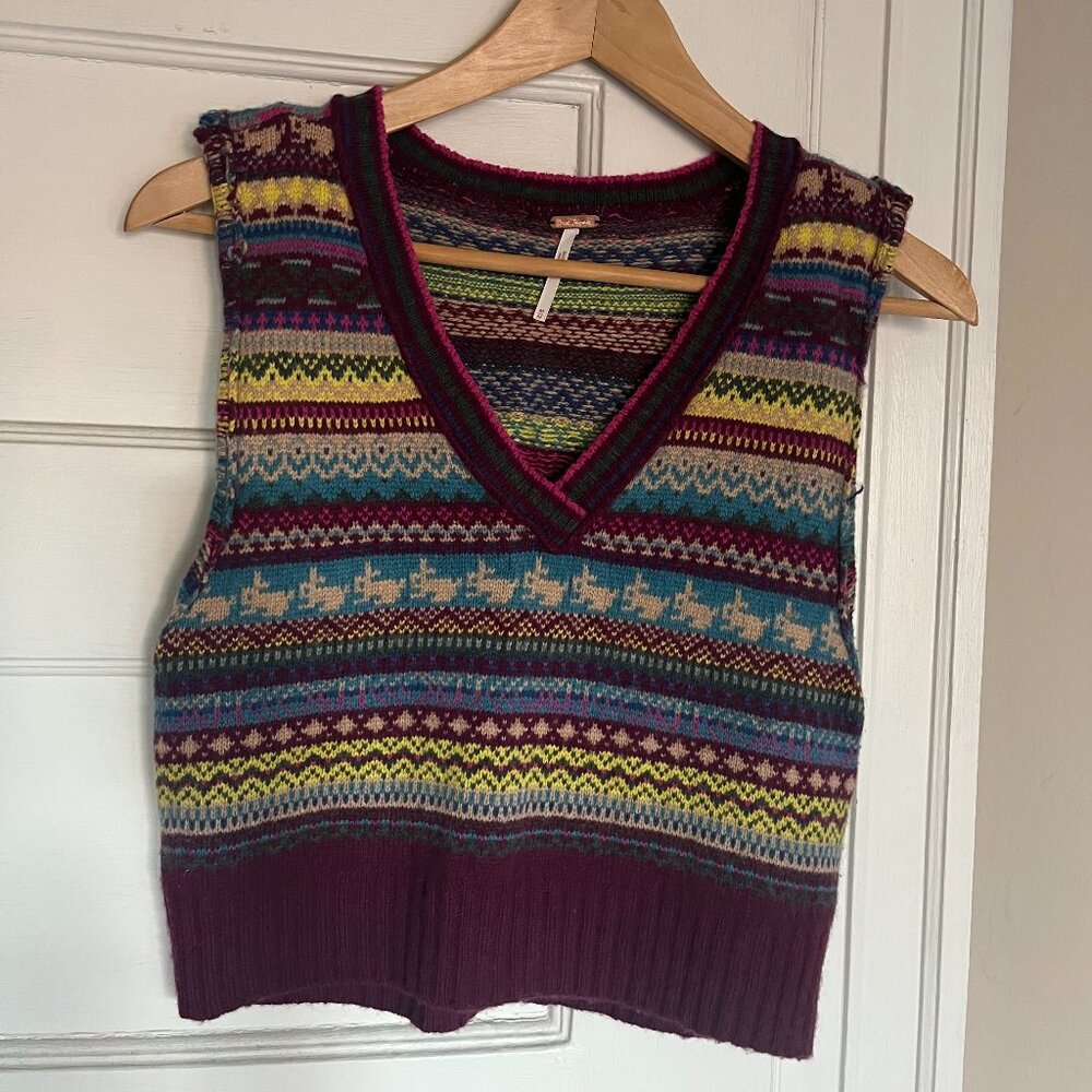 Free People Fair Isle Cropped Sweater Vest